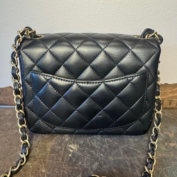 Chanel Black Lambskin Square Mini Flap GHW Authentic CoA - Picture 3 of 11